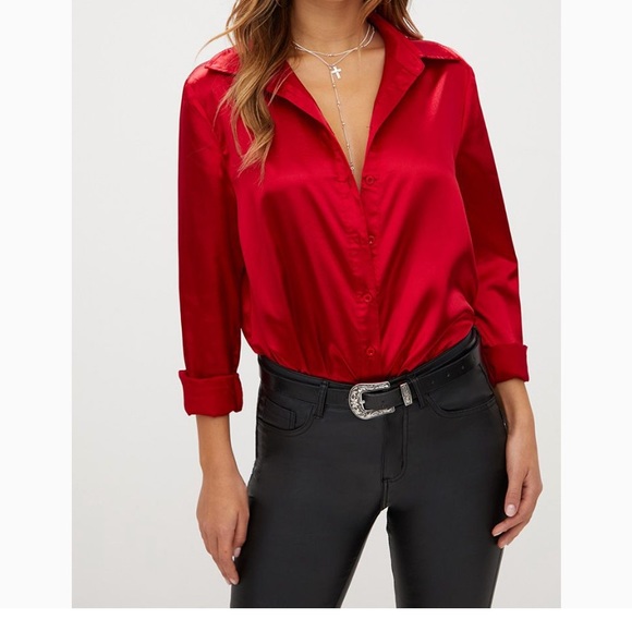 PrettyLittleThing Tops - Pretty little thing satin button down shirt